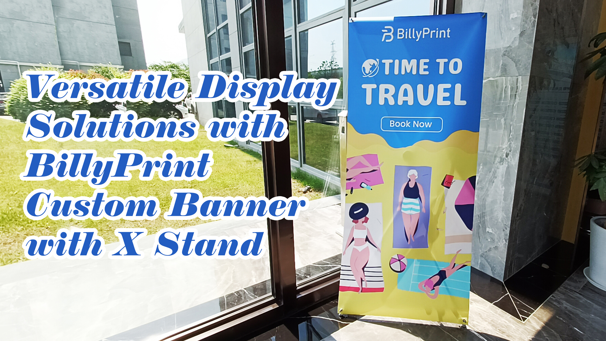Colorful Travel-Themed Custom Banner with X-Stand